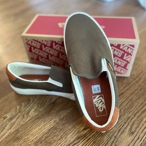 Unisex Olive Green Slip-on Vans